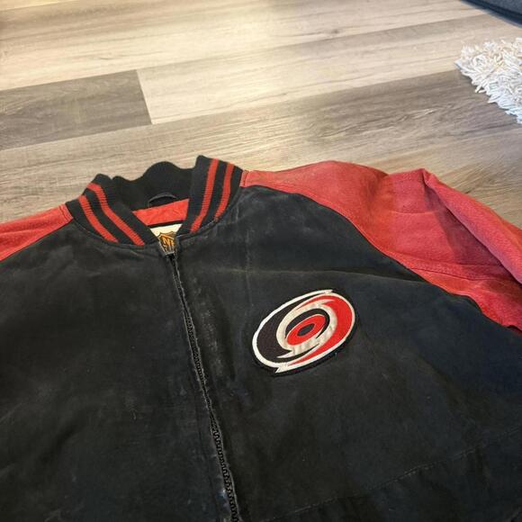 NHL Other - Vintage Carolina hurricanes suede leather jacket 90s L